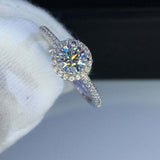 1.5ct Round Cut VVS1D Diamond Engagement Ring Halo Women 14k White Gold Finish