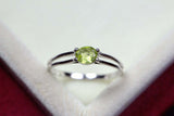 0.4ct Engagement Ring Oval Cut Green Peridot Split Shank 14k White Gold Finish