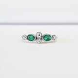 0.3ct Oval Cut Green Emerald Unique Stylish Engagement Ring 14k WhiteGold Finish