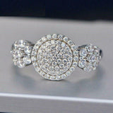 3.1ct Round Cut VVS1D Diamond Engagement Ring 14k White Gold Finish Double Halo