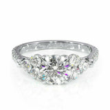 4Ct Round Cut Diamond Stylish Accent Women Engagement Ring 14K White Gold Finish