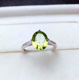 1.4ct Oval Cut Green Peridot Diamond Accent Solitaire Ring 14k White Gold Finish