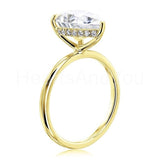 0.4ct Pear Simulated Diamond Hidden Halo Engagement Ring 14k Yellow Gold Plated