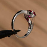 2.2ct Engagement Ring Oval Cut Pink Ruby Split Shank 14k White Gold Finish