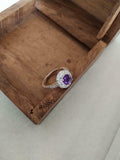 1.7ct Engagement Ring Round Cut Purple Amethyst Dual Halo 14k White Gold Finish