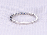 1.2ct Round Cut Blue Sapphire Wedding Band Ring Half Eternity 18k WhiteGold Over