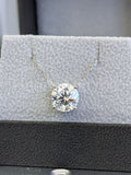 2ct Round Cut Moissanite Solitaire Pendant with Chain 14k White Gold Plated