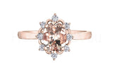 1.6ct Oval Cut Simulated Peach Morganite Stylish Halo Ring 14k Rose Gold Plated