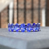 2.2ct Oval Cut Simulated Sapphire Half Eternity Wed Band 14k White Gold Plated