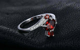2.2ct Engagement Ring Oval Cut Red Garnet Bypass Cocktail 14k White Gold Finish