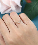 0.35ct Round Cut Moissanite Floral Curved Women Wed Band 14k Rose Gold Plated