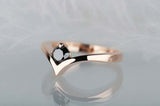 0.5ct Round Cut Black Diamond Engagement Ring Solitaire Curved 14k RoseGold Over