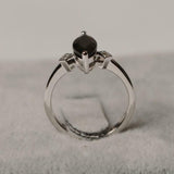1.25ct Marquise Cut Black Diamond Engagement Ring Trilogy 14k White Gold Finish