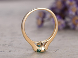 1.5ct Green Emerald Cut Solitaire with Round Accents Ring 14k Yellow Gold Finish