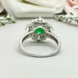 2.2ct Engagement Ring Round Cut Emerald Ballerina Sunburst 14k White Gold Finish
