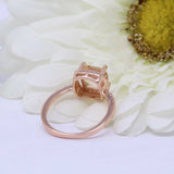 2Ct Cushion Cut Morganite Diamond Accent Halo Engagement Ring 14K Rose Gold Over