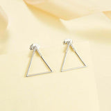 0.5ct Round Cut VVS1D Diamond Tringle Design Drop Earrings 14k White Gold Finish