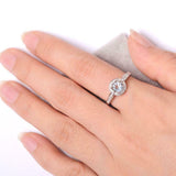 2.1ct Round Cut Blue Aquamarine Halo Diamond Accents Ring 14k White Gold Finish