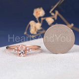 1.2ct Oval Cut Simulated Peach Morganite Pearl Accents Ring 14k Rose Gold Plated