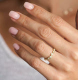 1ct Round Cut VVS1D Diamond Wedding Ring Band Wave Design 14k Yellow Gold Finish