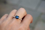 1.2ct Engagement Ring Emerald Cut Sapphire Marquise Accent 14k Yellow Gold Over