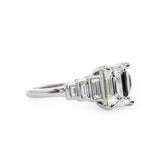 2ct Emerald Cut Diamond Solitaire Step Baguette Accents Ring 14k White Gold Over