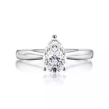 1.4ct Engagement Ring Pear Cut Diamond Solitaire Design 14k White Gold Finish