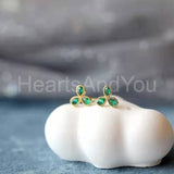 1ct Pear Simulated Emerald Dainty Minimalist Stud Earrings 14k YellowGold Plated
