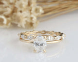 1.5ct Oval Cut Diamond Engagement Ring Bridal Wedding Set 14k Yellow Gold Finish