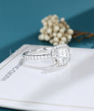 0.5ct Cushion Cut Simulated Diamond Halo Engagement Ring 14k White Gold Plated