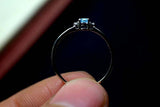 0.3ct Engagement Ring Oval Cut Blue Topaz Trilogy Minimalist 14k White Gold Over