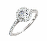 1.5ct Round Cut Diamond Engagement Ring Halo Solitaire 14k White Gold Finish