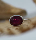 2ct Engagement Ring Oval Cut Pink Ruby Bezel Set Solitaire 14k White Gold Finish