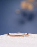 0.2ct Round Diamond Engagement Ring Dainty Minimalist Women 14k Rose Gold Finish