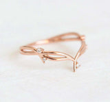 0.2ct Round Cut Diamond Engagement Ring 14k RoseGold Finish Petite Branch Floral