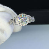 2.4ct Round Cut Diamond Engagement Ring Halo Open Link Shank 14k White Gold Over