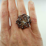 Spider Web Cocktail Engagement Ring 3ct Round Cut Diamond 14k Black Gold Finish