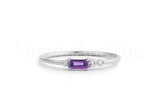 0.5ct Baguette Cut Simulated Amethyst Cluster Minimal Ring 14k Rose Gold Plated