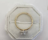 2ct Pear Cut VVS1 Diamond Halo Trendy Engagement Ring 14k Dual Tone Gold Finish