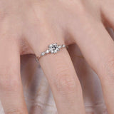 Five Stone Solitaire Engagement Ring 1ct Round Cut Diamond 14k White Gold Finish