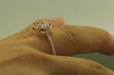 4ct Princess Cut Morganite Diamond Halo Engagement Ring 14K Rose Gold Finish