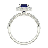 2.5ct Oval Cut Blue Sapphire Engagement Ring Diamond Floral 14k WhiteGold Finish