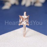 1.5ct Princess Cut Simulated Peach Morganite Accented Ring 14k Rose Gold Plated