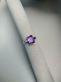 1.5ct Engagement Ring Emerald Cut Purple Amethyst Solitaire 14k WhiteGold Finish