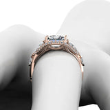 3ct Emerald Cut Diamond Trillion Sides Halo Engagement Ring 14k White Gold Over