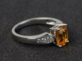 2.2ct Cushion Cut Citrine Diamond Accent Solitaire Ring 14k White Gold Finish