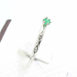 0.4ct Engagement Ring Round Cut Emerald Milgrain Solitaire 14k White Gold Finish