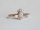 0.25ct Round Cut Diamond Engagement Ring 14k Rose Gold Finish Flower Cluster