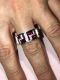 2ct Princess Cut Pink Ruby Wedding Band Block Design Cluster 14k White Gold Over