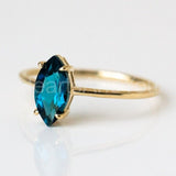 0.5ct Marquise Cut Simulated London Blue Topaz Solitaire Ring 14k Gold Plated